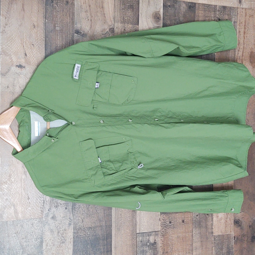 Columbia PFG Green Vented Long sleeve Button up shirt sz XL Men's